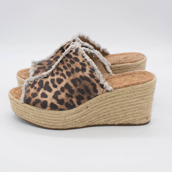 Rampage Espadrille Wedge Animal Print Heavy Linen Sandal Size 10M - Picture 3 of 8